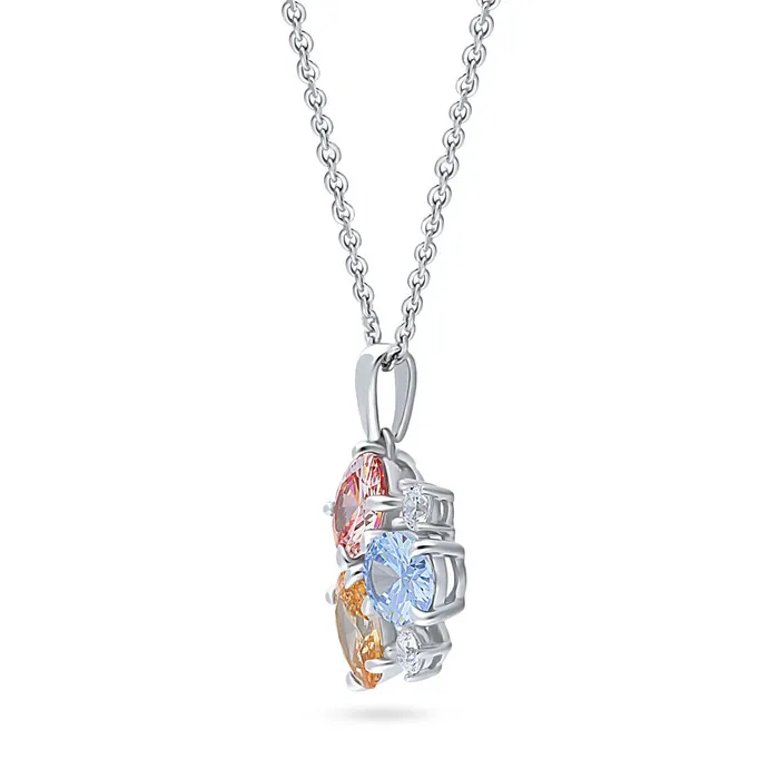 Cluster Morganite Color CZ Necklace in Sterling Silver BERRICLE Necklaces