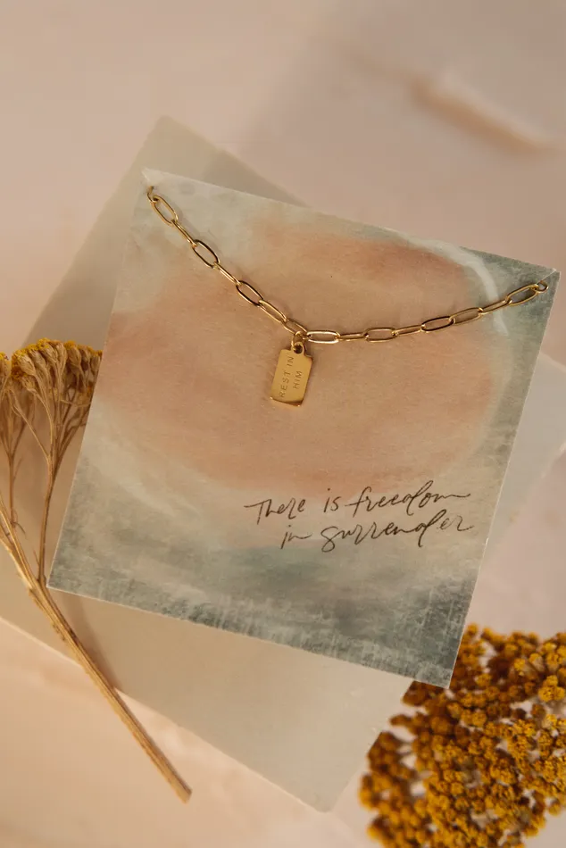 Dear Heart Necklaces Rest In Him Tag Necklace