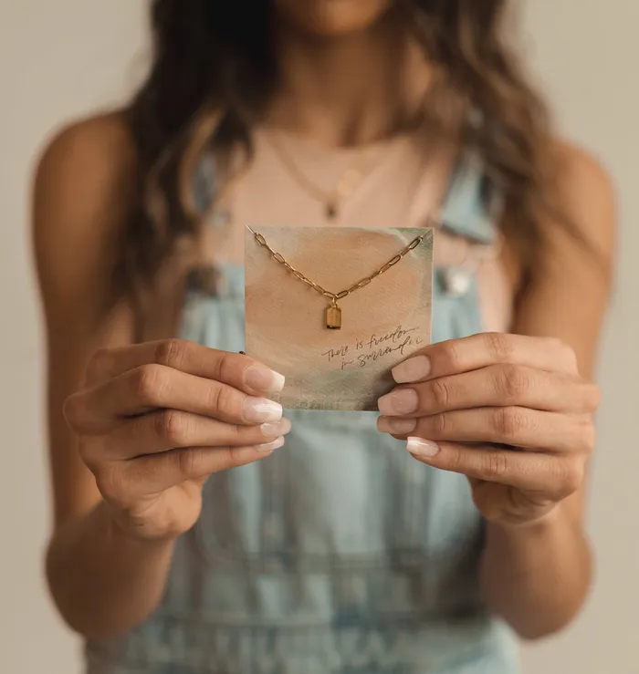 Dear Heart Necklaces Rest In Him Tag Necklace