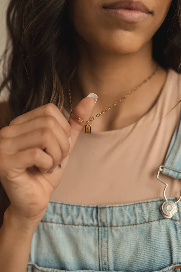 Dear Heart Necklaces Rest In Him Tag Necklace