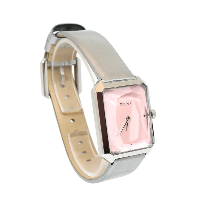 DKNY Ladies Watch Stainless Steel Case with Pink Dial and Gray Leather Strap Dkny Watches DKNY Ladies Watch Stainless Steel Case with Pink Dial and Gray Leather Strap Dkny Watches