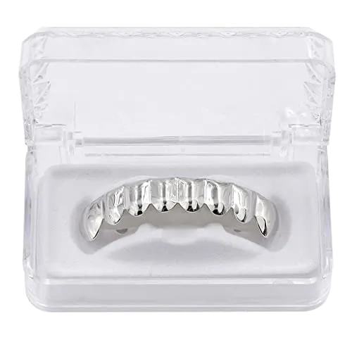 Dropshipped via Social Commerce Network Earrings ATORSE 18K Golden Plated Grills 8 Teeth Grill Set Halloween Vampire Props Silver