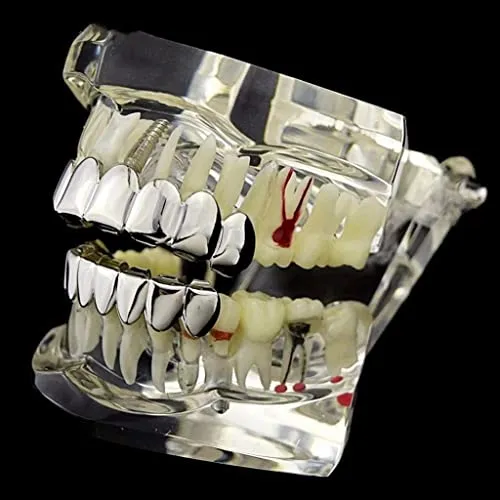 Dropshipped via Social Commerce Network Earrings ATORSE 18K Golden Plated Grills 8 Teeth Grill Set Halloween Vampire Props Silver