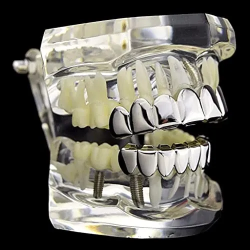 Dropshipped via Social Commerce Network Earrings ATORSE 18K Golden Plated Grills 8 Teeth Grill Set Halloween Vampire Props Silver