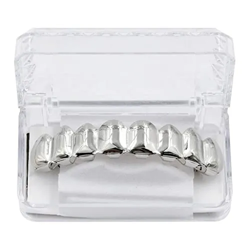 Dropshipped via Social Commerce Network Earrings ATORSE 18K Golden Plated Grills 8 Teeth Grill Set Halloween Vampire Props Silver