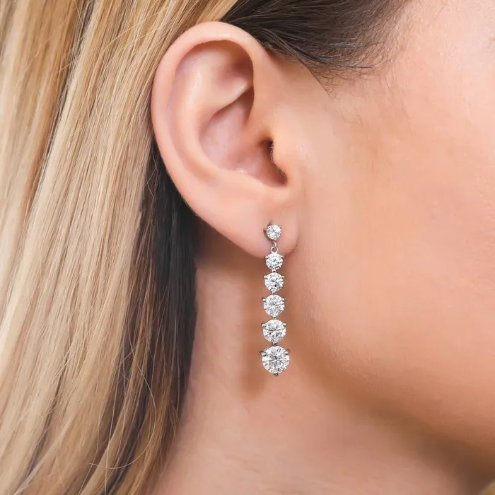 Earrings BERRICLE Graduated CZ Earrings in Sterling Silver