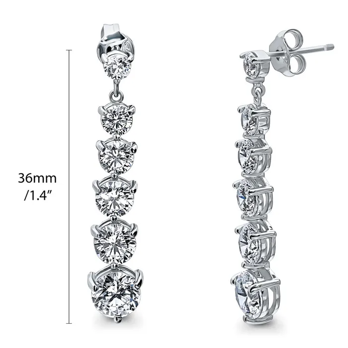 Earrings BERRICLE Graduated CZ Earrings in Sterling Silver