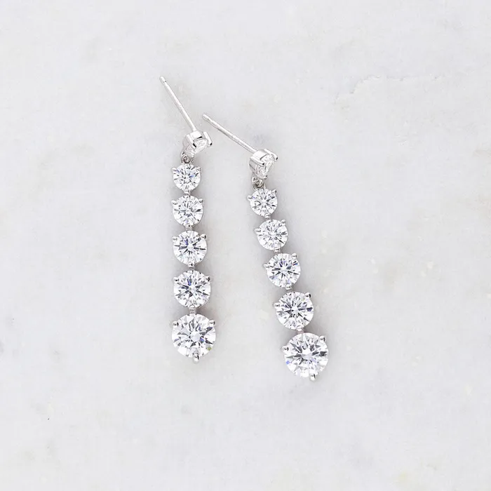Earrings BERRICLE Graduated CZ Earrings in Sterling Silver