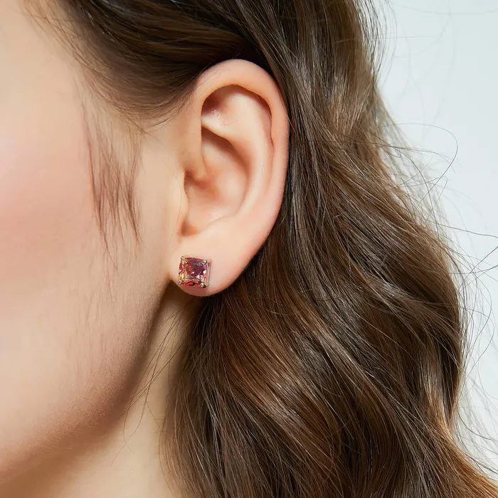 Earrings BERRICLE Solitaire Kaleidoscope CZ Stud Earrings in Sterling Silver 4ct