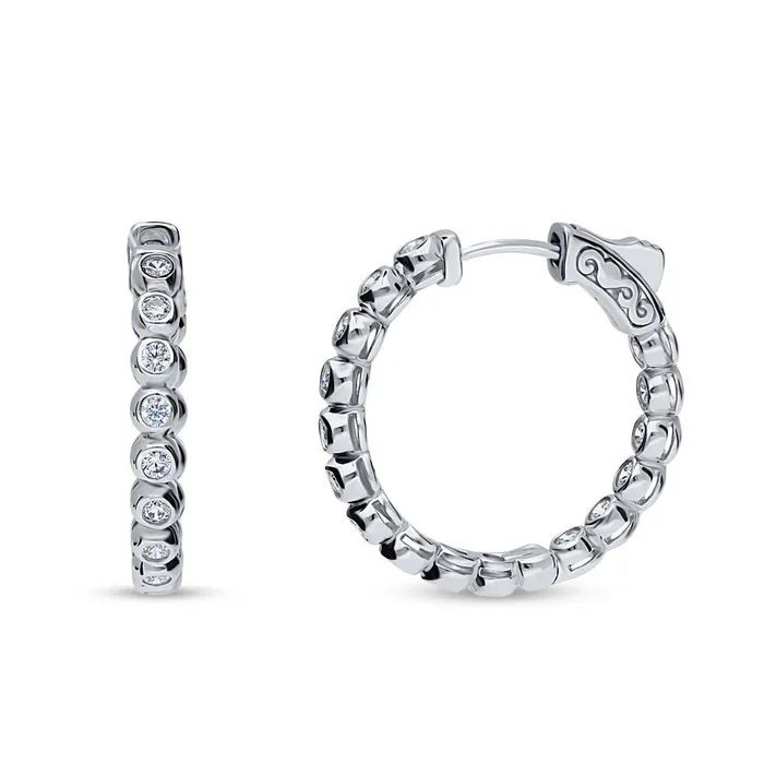 Earrings Bubble CZ Medium Hoop Earrings in Sterling Silver 1 BERRICLE