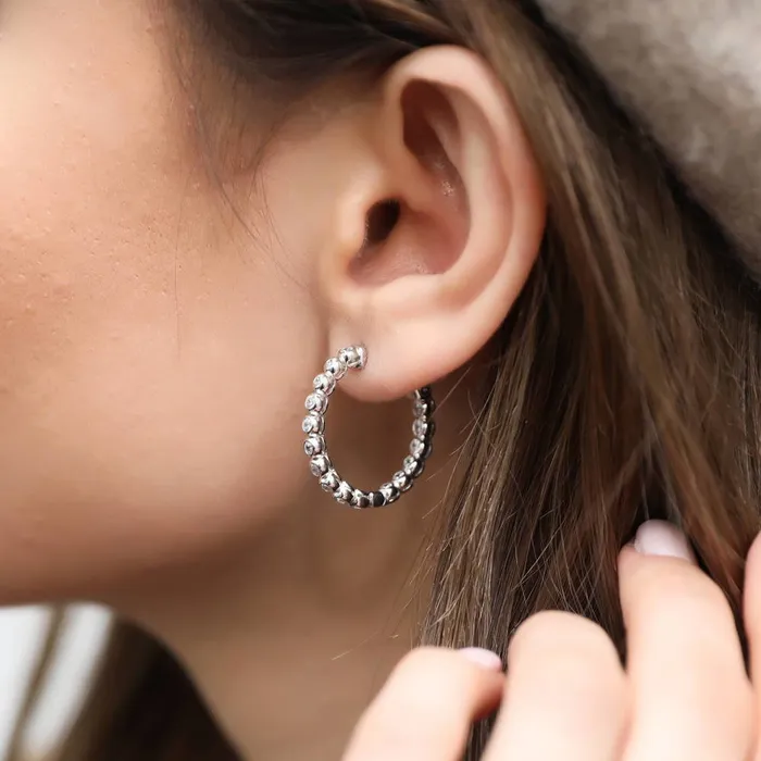 Earrings Bubble CZ Medium Hoop Earrings in Sterling Silver 1 BERRICLE