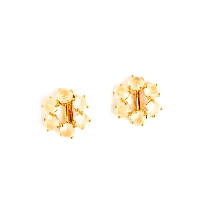 Earrings Les Nereides Les Nereides 6 Stone Clip Round Earrings