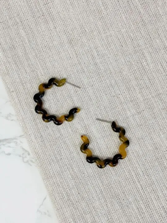 Earrings Prep Obsessed RNK Tortoise Wavy Hoop Earrings