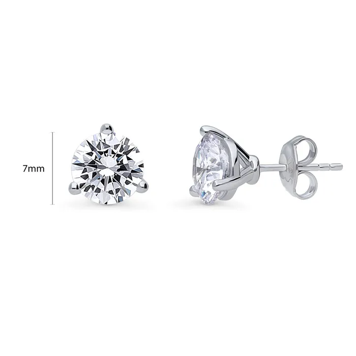 Earrings Solitaire CZ Stud Earrings in Sterling Silver BERRICLE