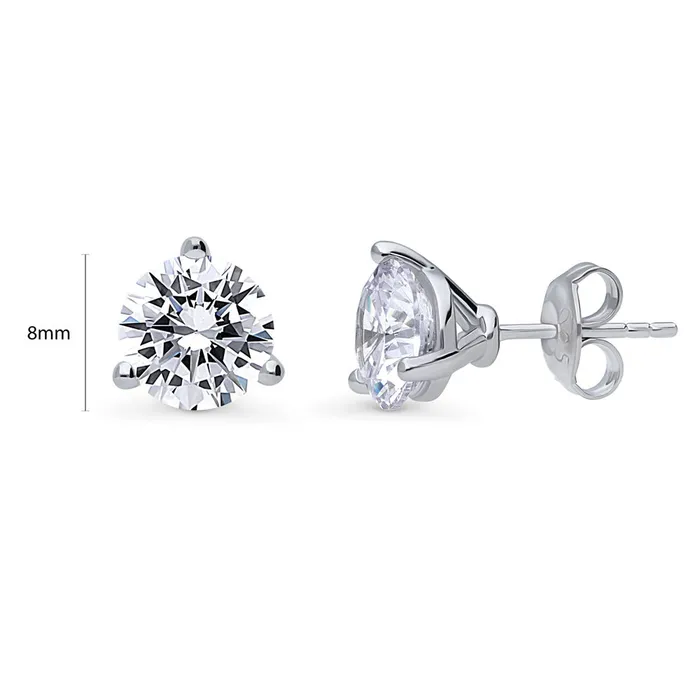 Earrings Solitaire CZ Stud Earrings in Sterling Silver BERRICLE