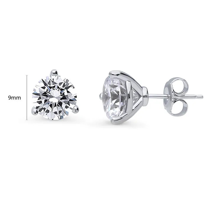 Earrings Solitaire CZ Stud Earrings in Sterling Silver BERRICLE