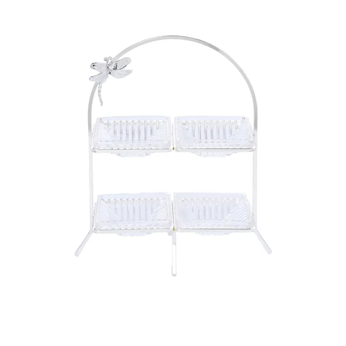 Ele 4PM Luxury Silver Stand Tray With Dragonfly Ele 4PM Rings