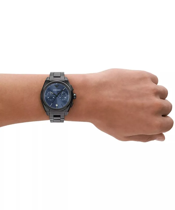 Emporio Armani Federico Chronograph Gents Blue Dial Gunmetal Stainless Steel Watch Emporio Armani Watches