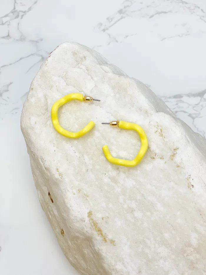 Enamel Coated Hoop Earrings Yellow Prep Obsessed RS Earrings