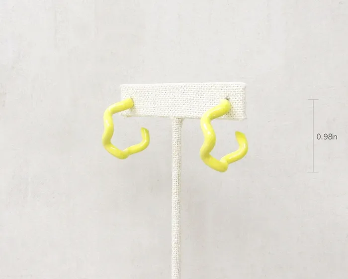 Enamel Coated Hoop Earrings Yellow Prep Obsessed RS Earrings