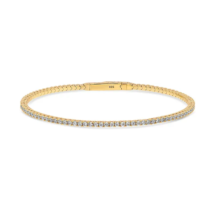 Flexible CZ Bangle in Gold Flashed Sterling Silver 2 Piece BERRICLE Rings