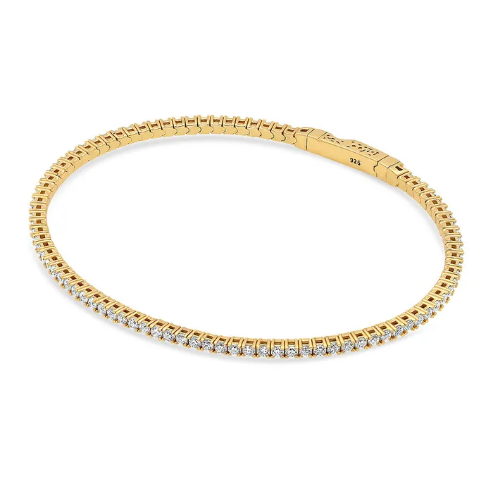 Flexible CZ Bangle in Gold Flashed Sterling Silver 2 Piece BERRICLE Rings