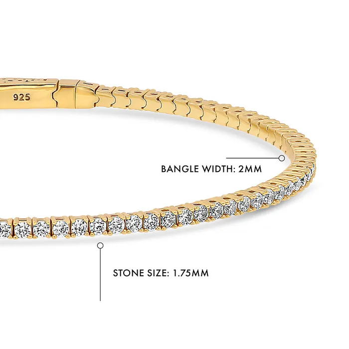 Flexible CZ Bangle in Gold Flashed Sterling Silver 2 Piece BERRICLE Rings