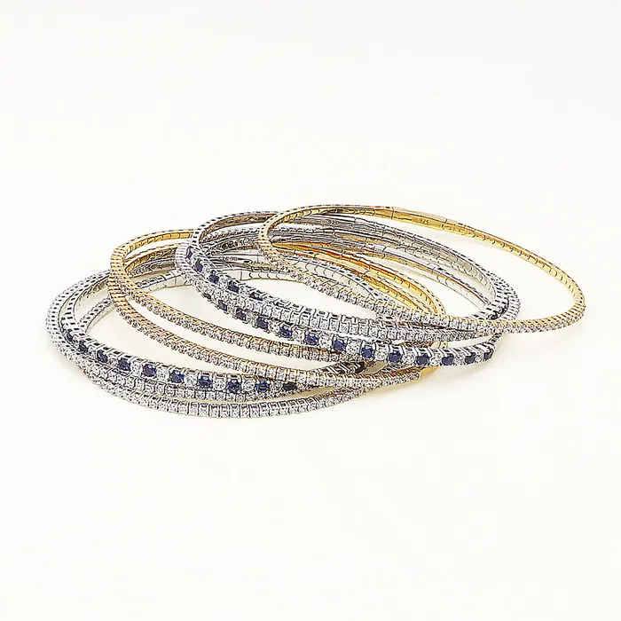 Flexible CZ Bangle in Gold Flashed Sterling Silver 2 Piece BERRICLE Rings