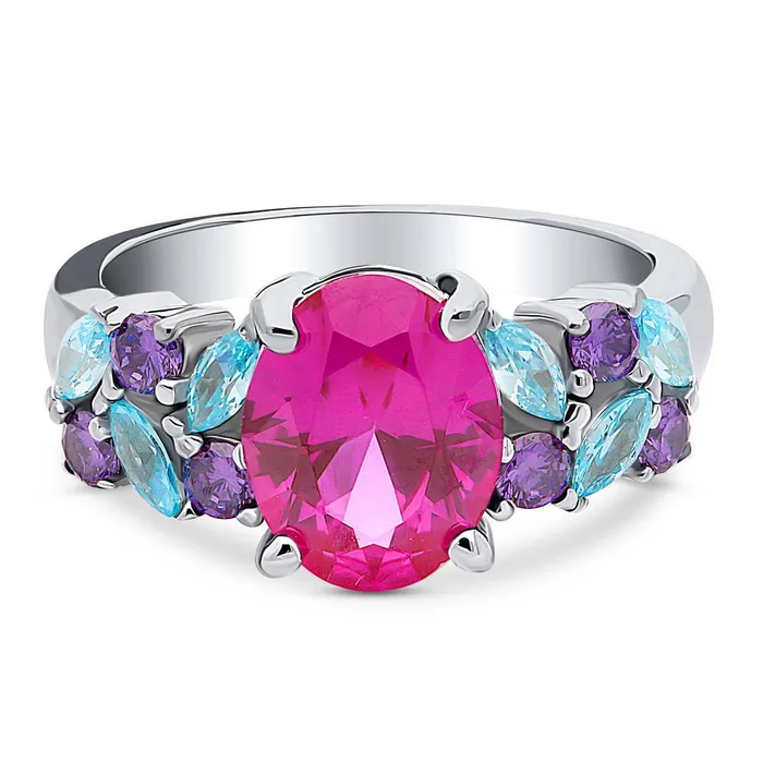 Flower Red CZ Ring in Sterling Silver BERRICLE Rings