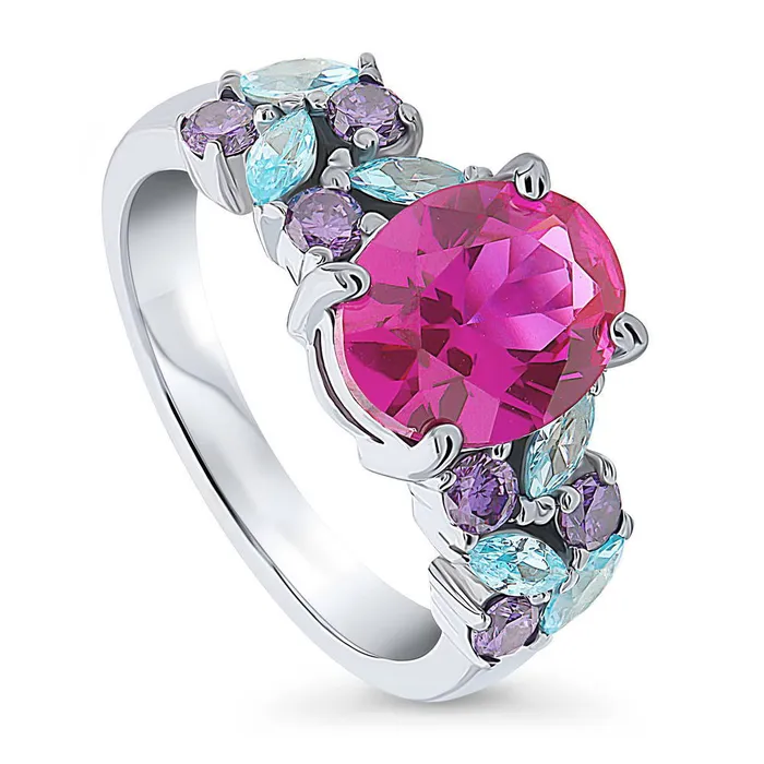 Flower Red CZ Ring in Sterling Silver BERRICLE Rings