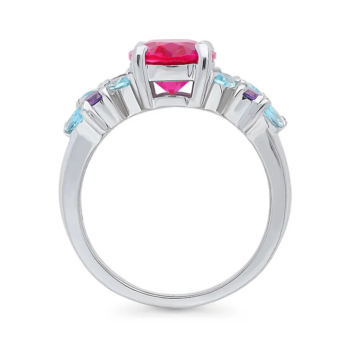 Flower Red CZ Ring in Sterling Silver BERRICLE Rings
