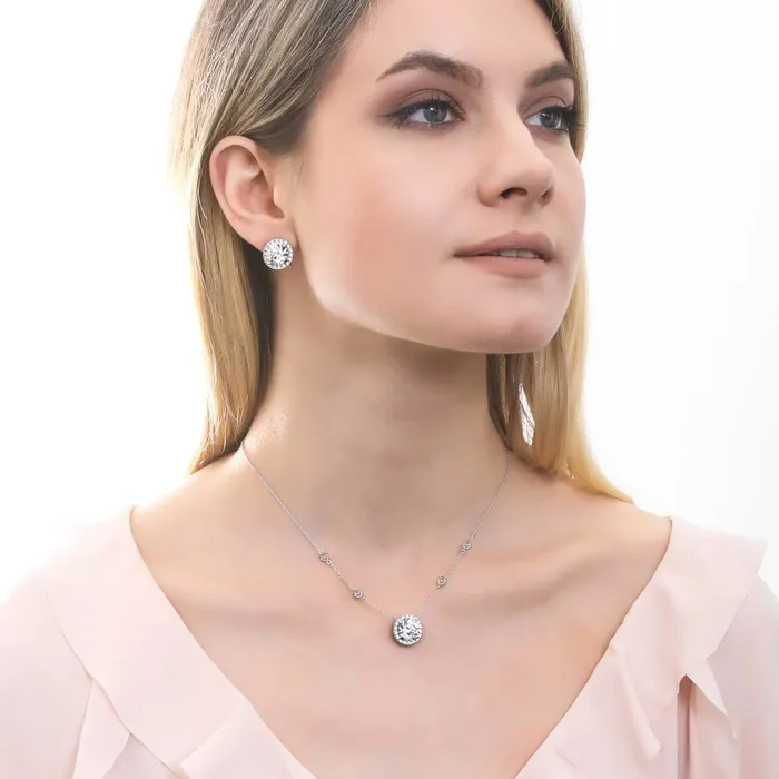 Halo CZ Omega Back Stud Earrings in Sterling Silver BERRICLE Earrings