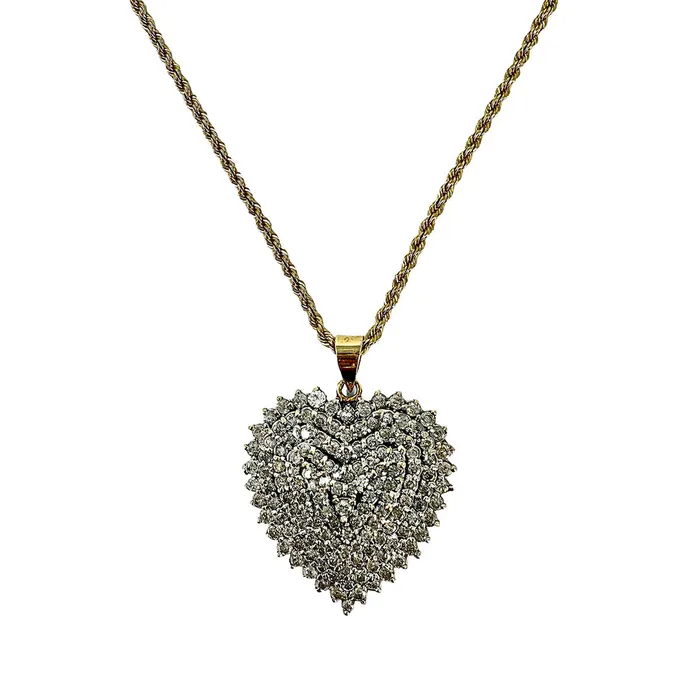 Jewelry Necklaces 14K Twisted Chain Necklace with Large Diamond Heart Pendant Jewelry Necklaces 14K Twisted Chain Necklace with Large Diamond Heart Pendant