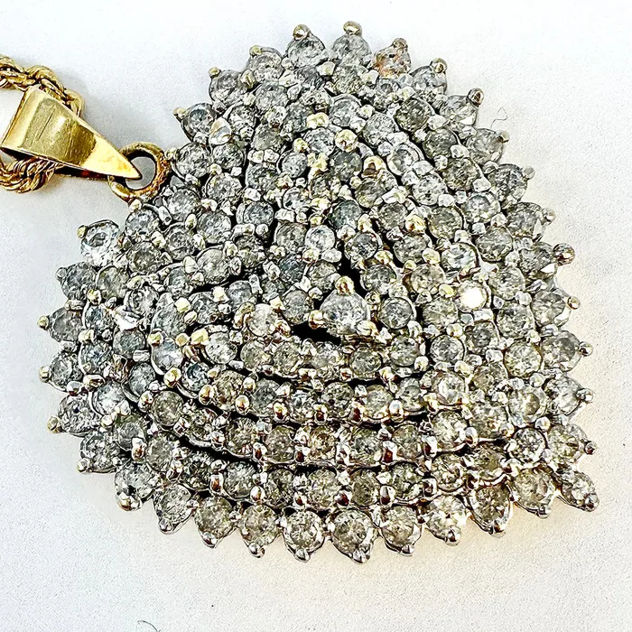 Jewelry Necklaces 14K Twisted Chain Necklace with Large Diamond Heart Pendant