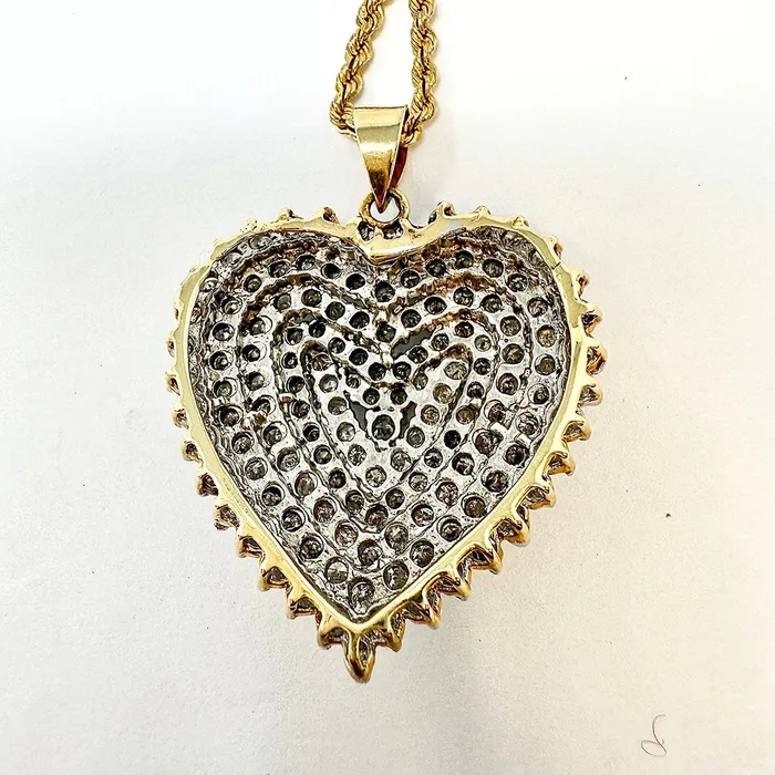 Jewelry Necklaces 14K Twisted Chain Necklace with Large Diamond Heart Pendant