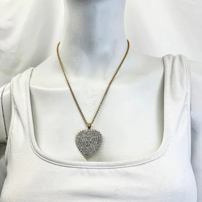 Jewelry Necklaces 14K Twisted Chain Necklace with Large Diamond Heart Pendant