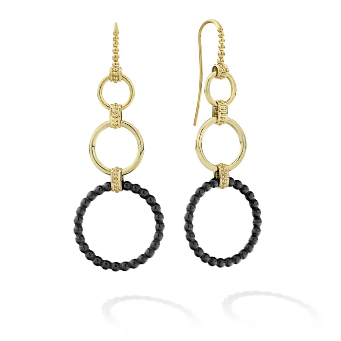 Lagos Earrings Meridian 18K Gold and Ceramic Circle Drop Earrings