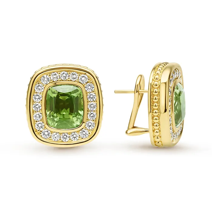 LAGOS Earrings Studio 18K Gold Peridot and Diamond Stud Earrings