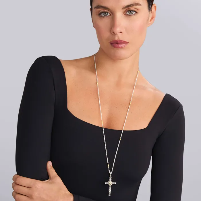 LAGOS Rings Anthem TwoTone Diamond Cross Amulet LAGOS Rings Anthem TwoTone Diamond Cross Amulet