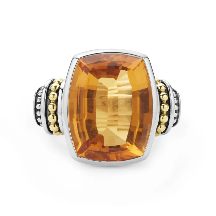 Lagos Rings Caviar Color Large Citrine Statement Ring Lagos Rings Caviar Color Large Citrine Statement Ring