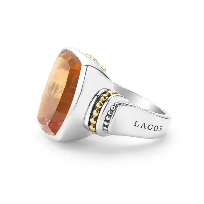 Lagos Rings Caviar Color Large Citrine Statement Ring Lagos Rings Caviar Color Large Citrine Statement Ring