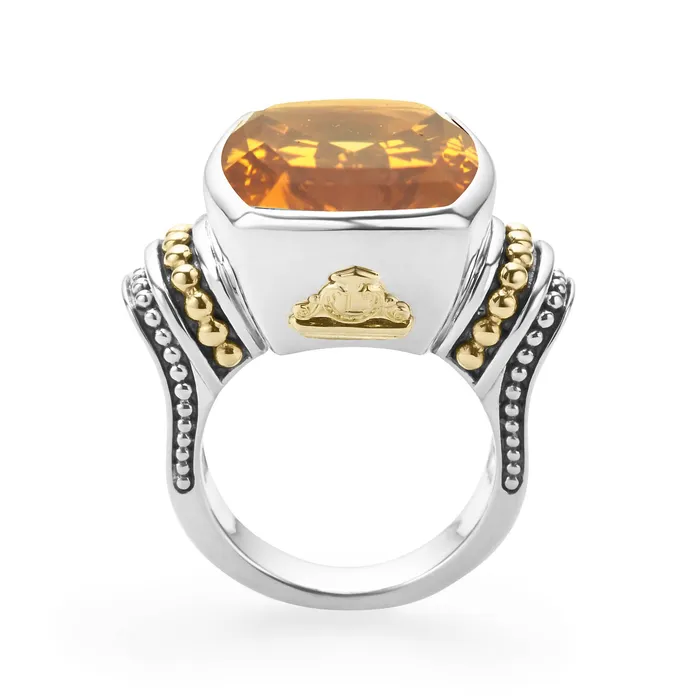 Lagos Rings Caviar Color Large Citrine Statement Ring Lagos Rings Caviar Color Large Citrine Statement Ring