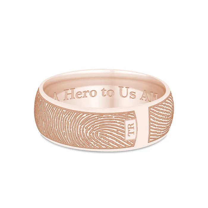 Legacy Touch Rings Dual Print 6mm Rose Gold HalfRound Fingerprint Ring