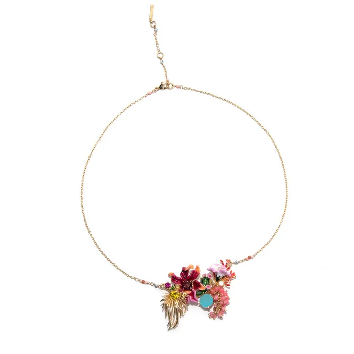 Les Nereides Les Nereides Golden Pink And Spotted Flowers Faceted Glass And Bunch Of Beads Necklace Necklaces Les Nereides Les Nereides Golden Pink And Spotted Flowers Faceted Glass And Bunch Of Beads Necklace Necklaces