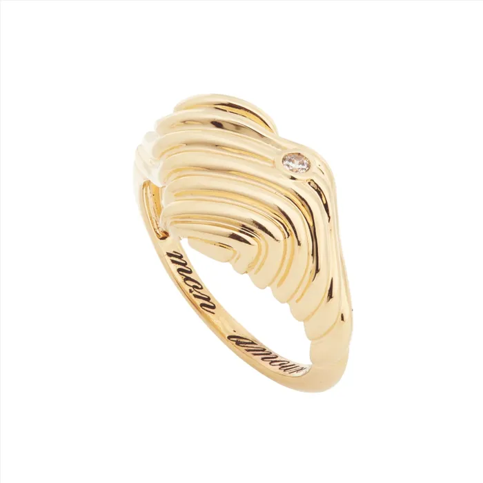Les Nereides Rings Les Nereides Ripple effect heart and cubic zirconia signet Ring Les Nereides Rings Les Nereides Ripple effect heart and cubic zirconia signet Ring