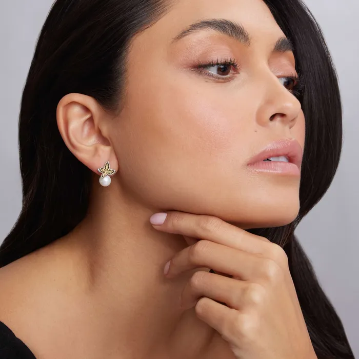 Luna TwoTone Caviar Floral Pearl Earrings Lagos Earrings Luna TwoTone Caviar Floral Pearl Earrings Lagos Earrings