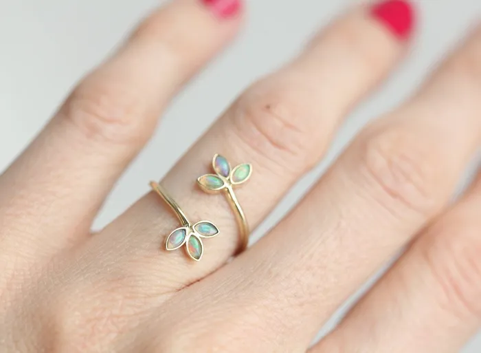 Marsha Floral Marquise Ruby Wrap Open Ring Capucinne Rings