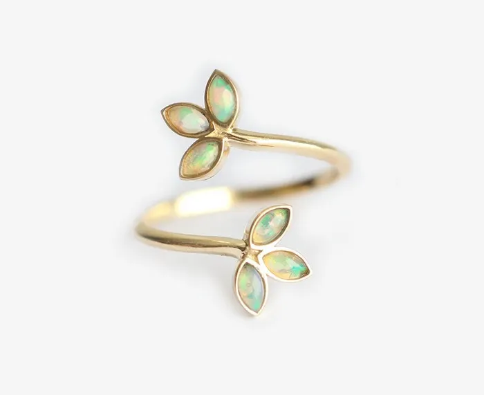 Marsha Floral Marquise Ruby Wrap Open Ring Capucinne Rings