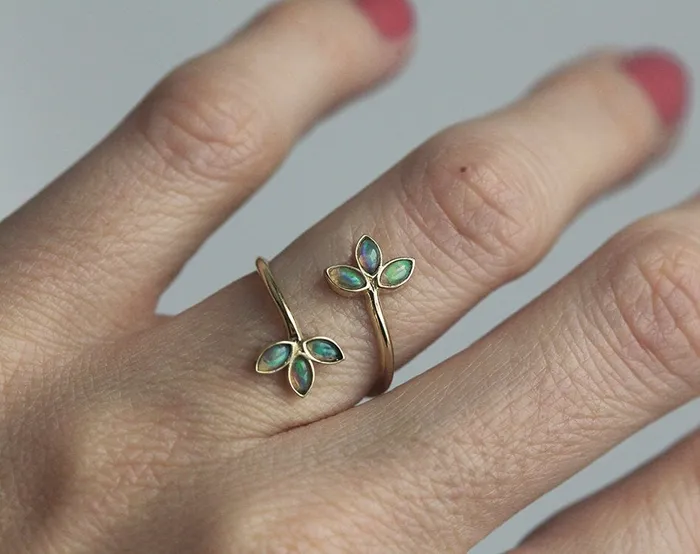 Marsha Floral Marquise Ruby Wrap Open Ring Capucinne Rings