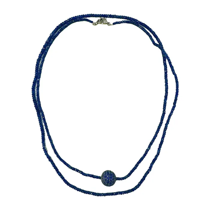 Necklaces 38 Sapphire Bead Necklace with Sapphire Ball Element Jewelry